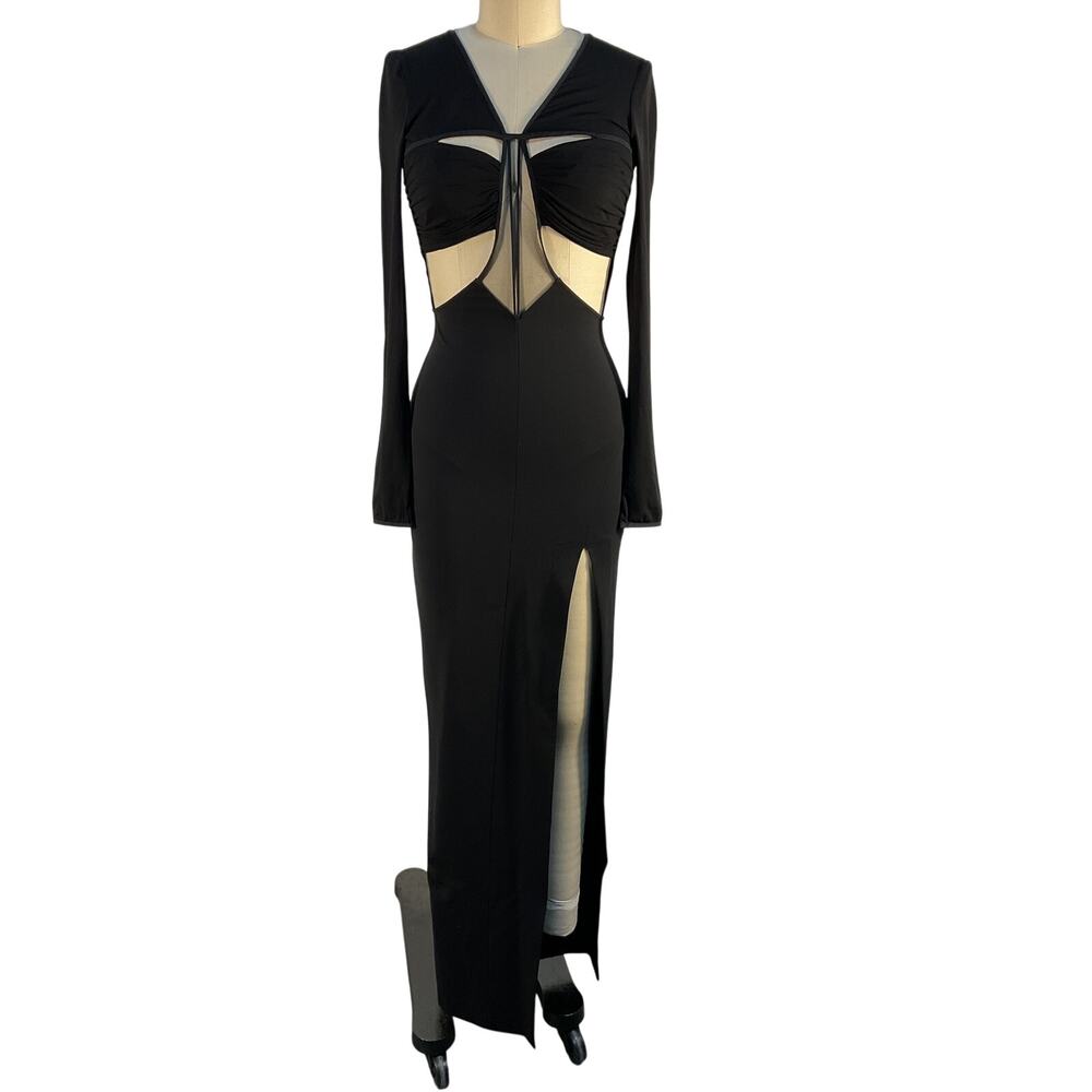 Nensi Dojaka Sleek Black Draped Bra Cutout Dress Size S - Picture 2 of 4
